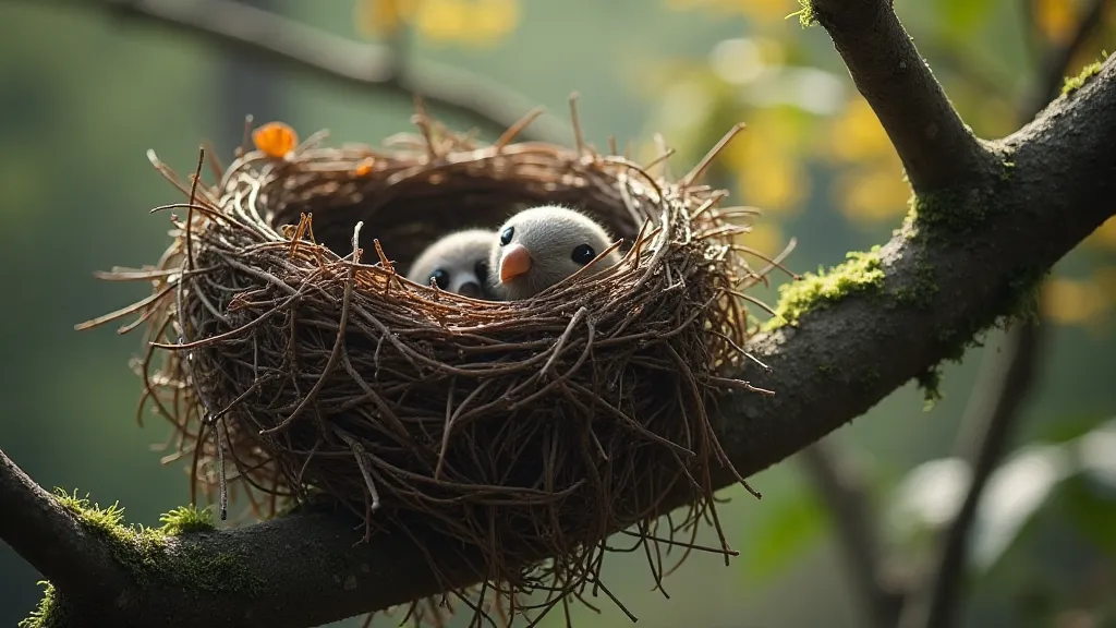 Abandoned nest on a branch