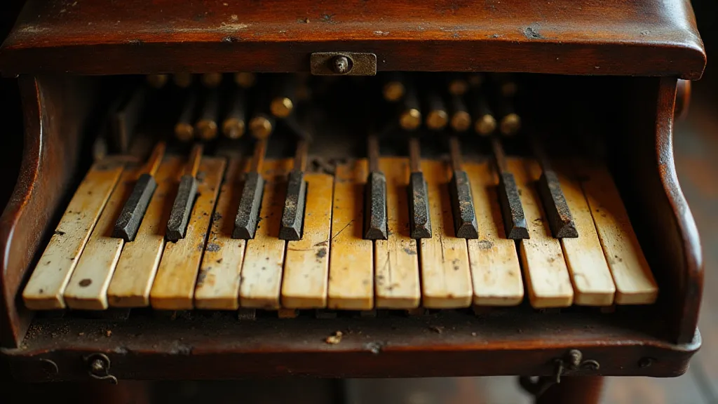 Antique accordion keyboard detail
