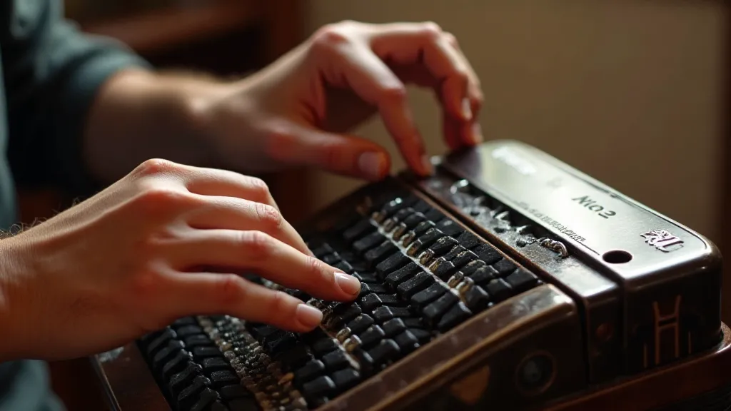 Hands repairing an accordion