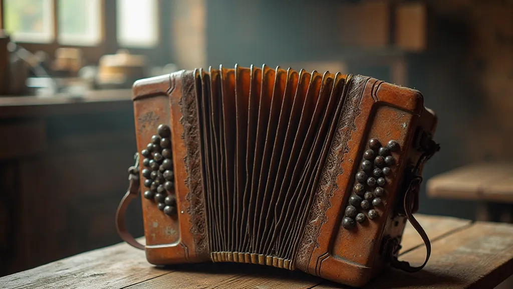 Vintage accordion in a studio