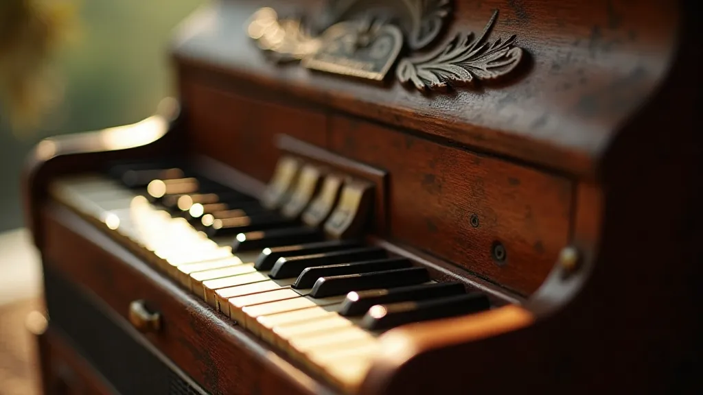 Antique accordion in soft light