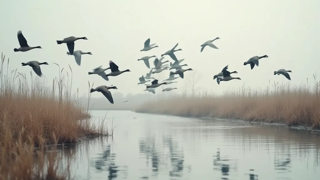 Canada Geese flying