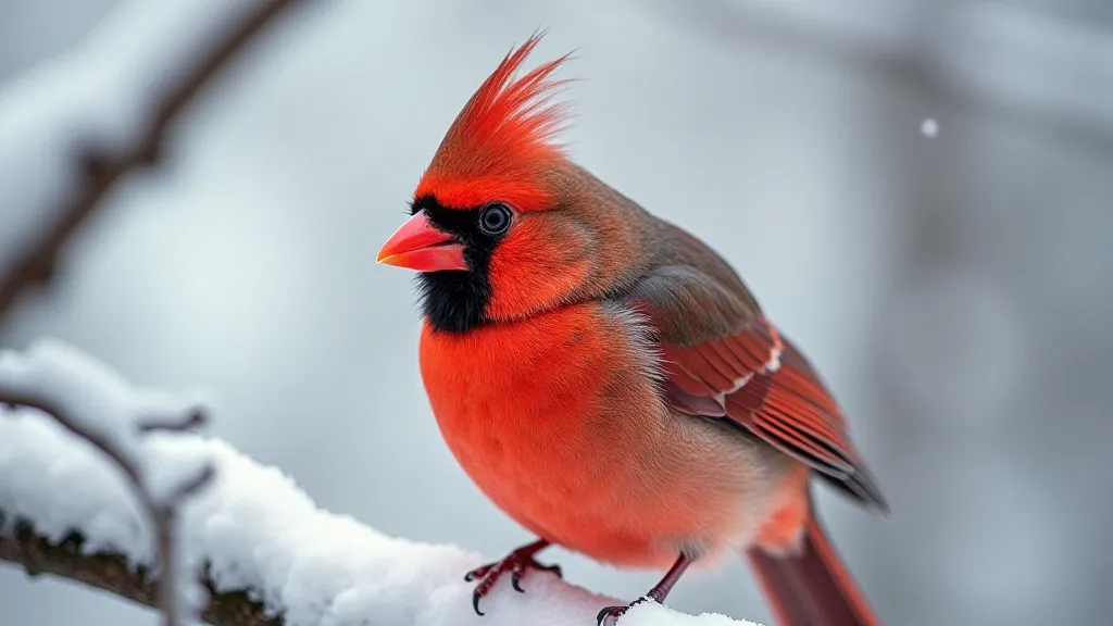 Cardinal on a snow-covered branch