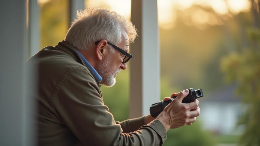 Elderly man birdwatching