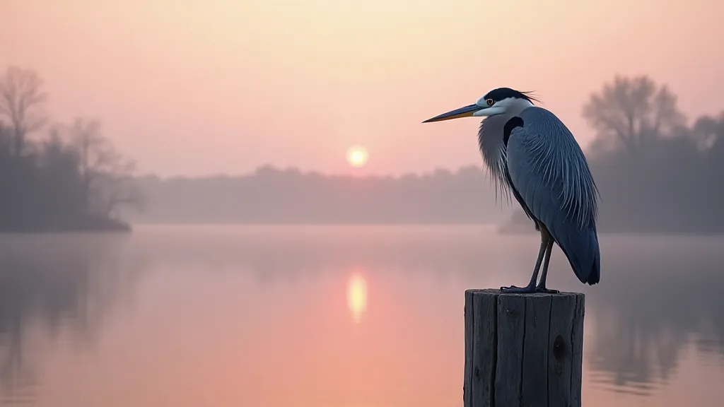 Heron at Lake Sunrise