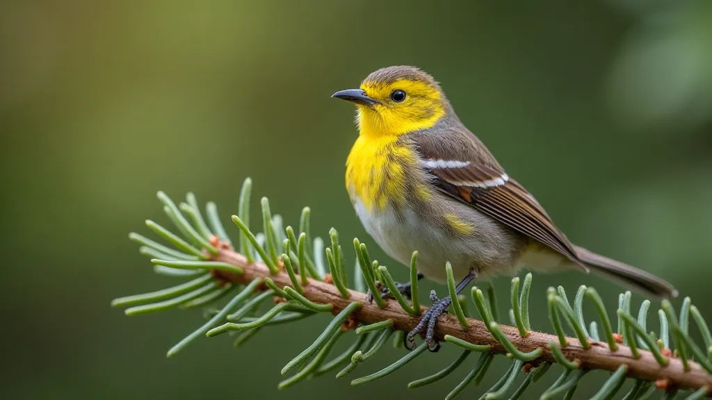 Kirtland's Warbler on a pine branch