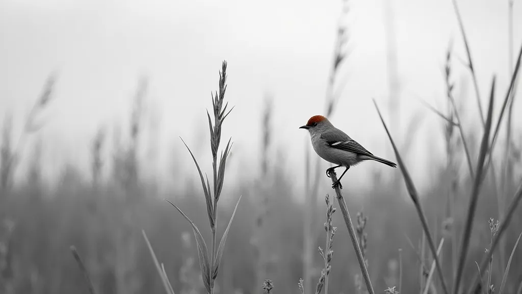 Ruby-crowned Kinglet in a field
