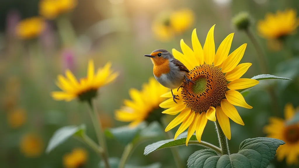 Robin in an urban garden